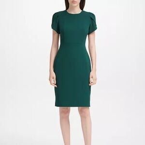 Calvin Klein Green tulip sleeve sheath dress